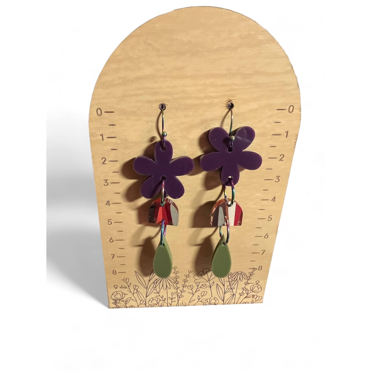 Purple Floral and Retro Acrylic Dangles