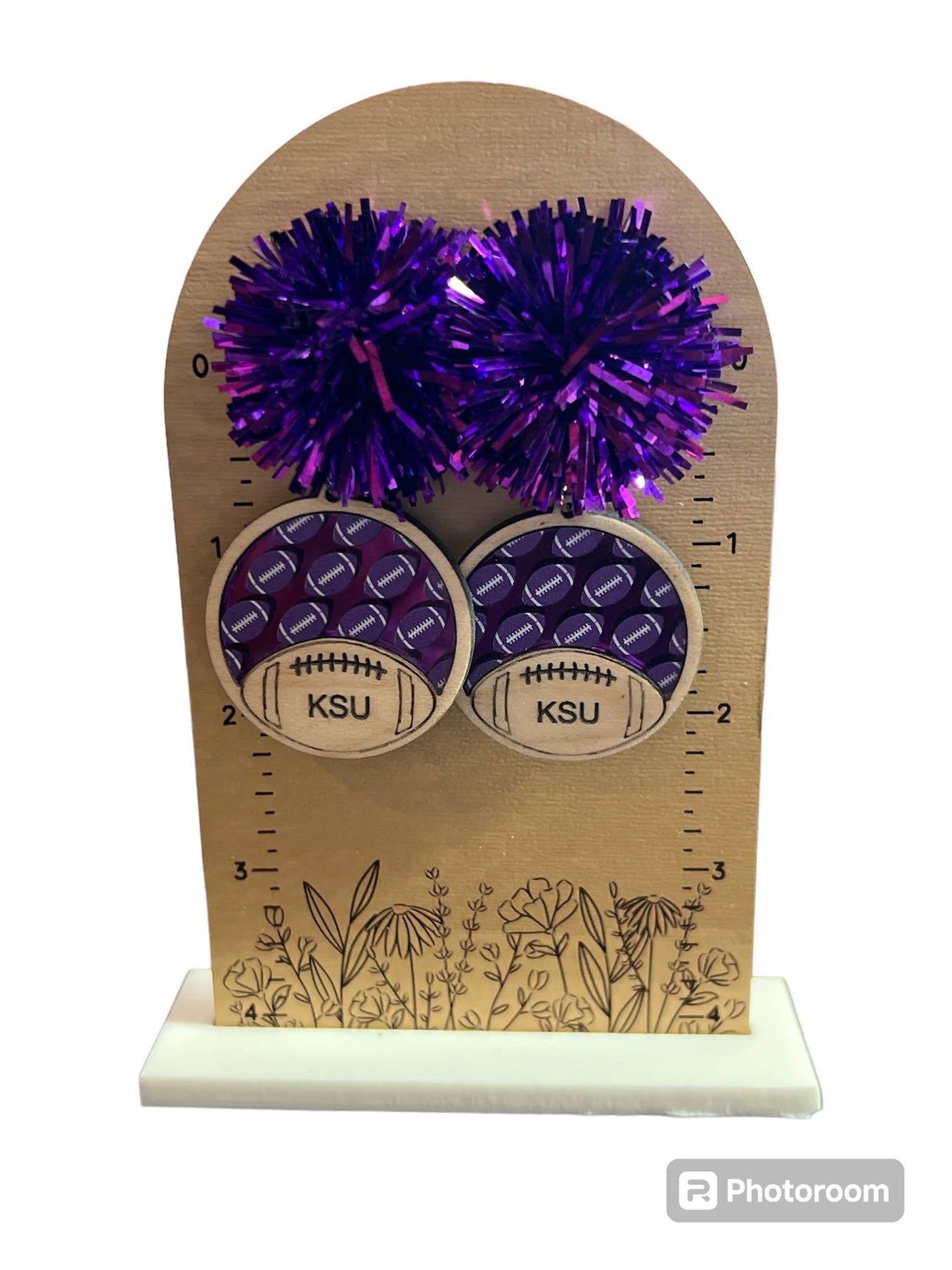 KSU Wood and Acrylic Earrings