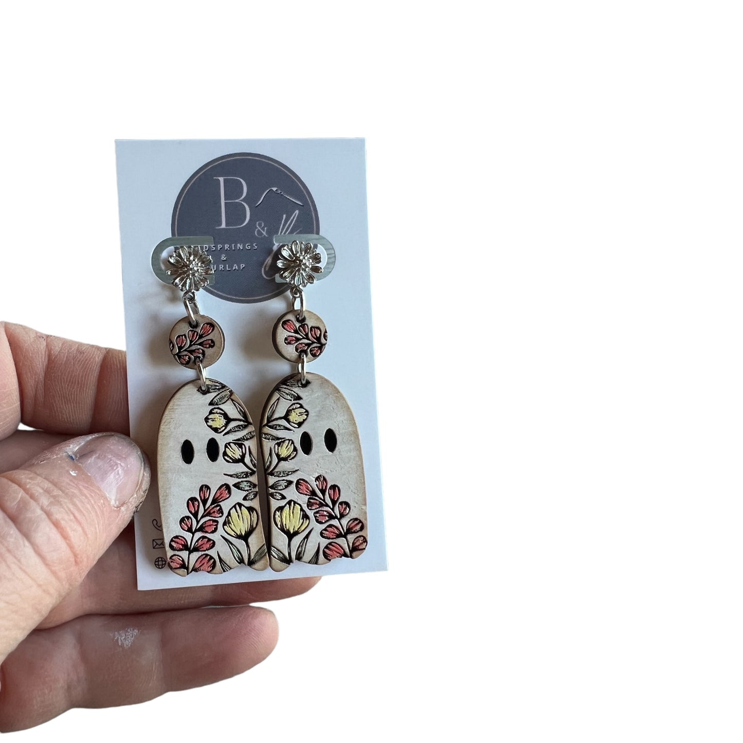 Adorable Floral Ghost Dangle Earrings
