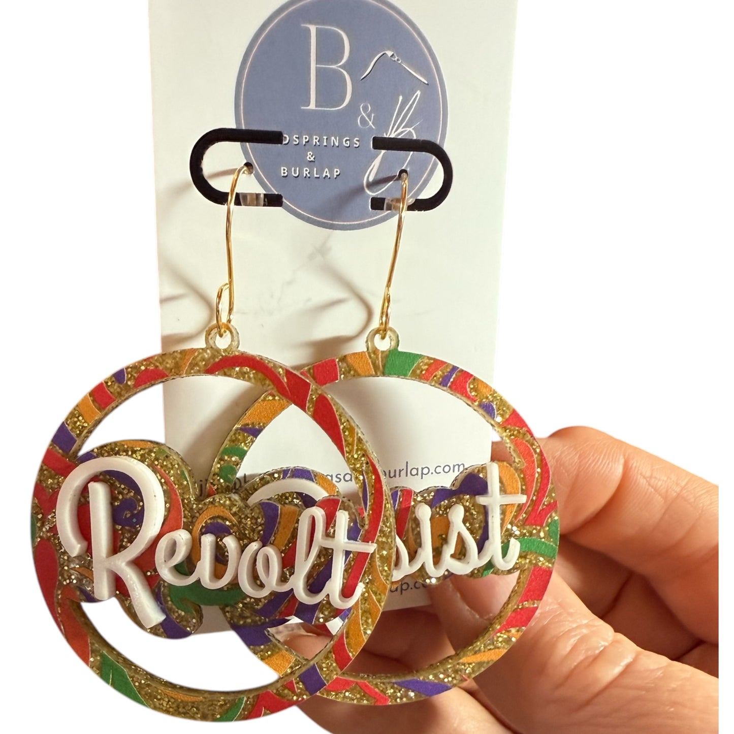 Resist, Revolt Colorful Acrylic Earrings