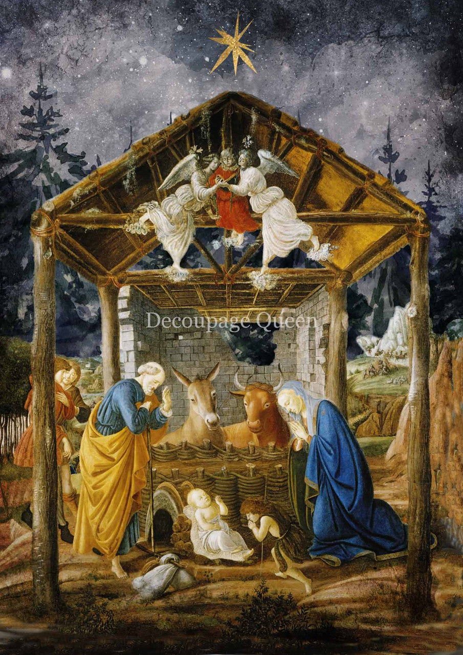 Decoupage Queen Botticelli's Nativity Rice Paper