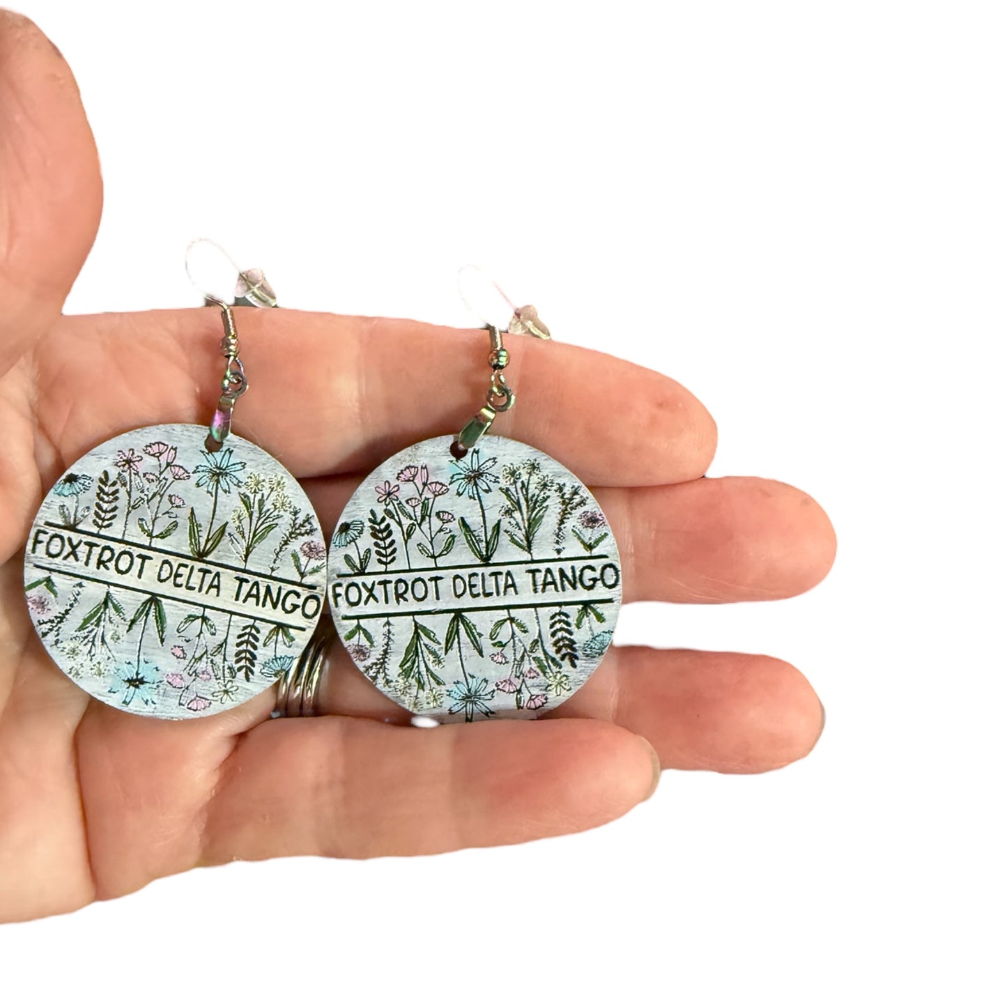 Foxtrot Delta Tango Wooden Earrings Finished With Wire Hooks