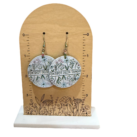 Foxtrot Delta Tango Wooden Earrings Finished With Wire Hooks
