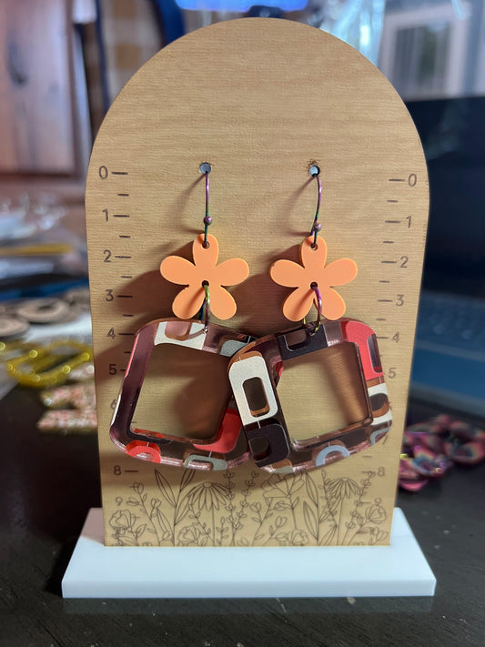Retro Shaped Floral Dangle Earrings