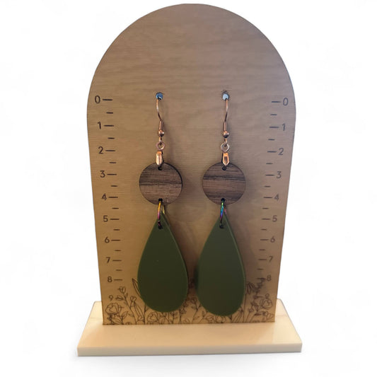 Green Tear Drop with Dark Wood