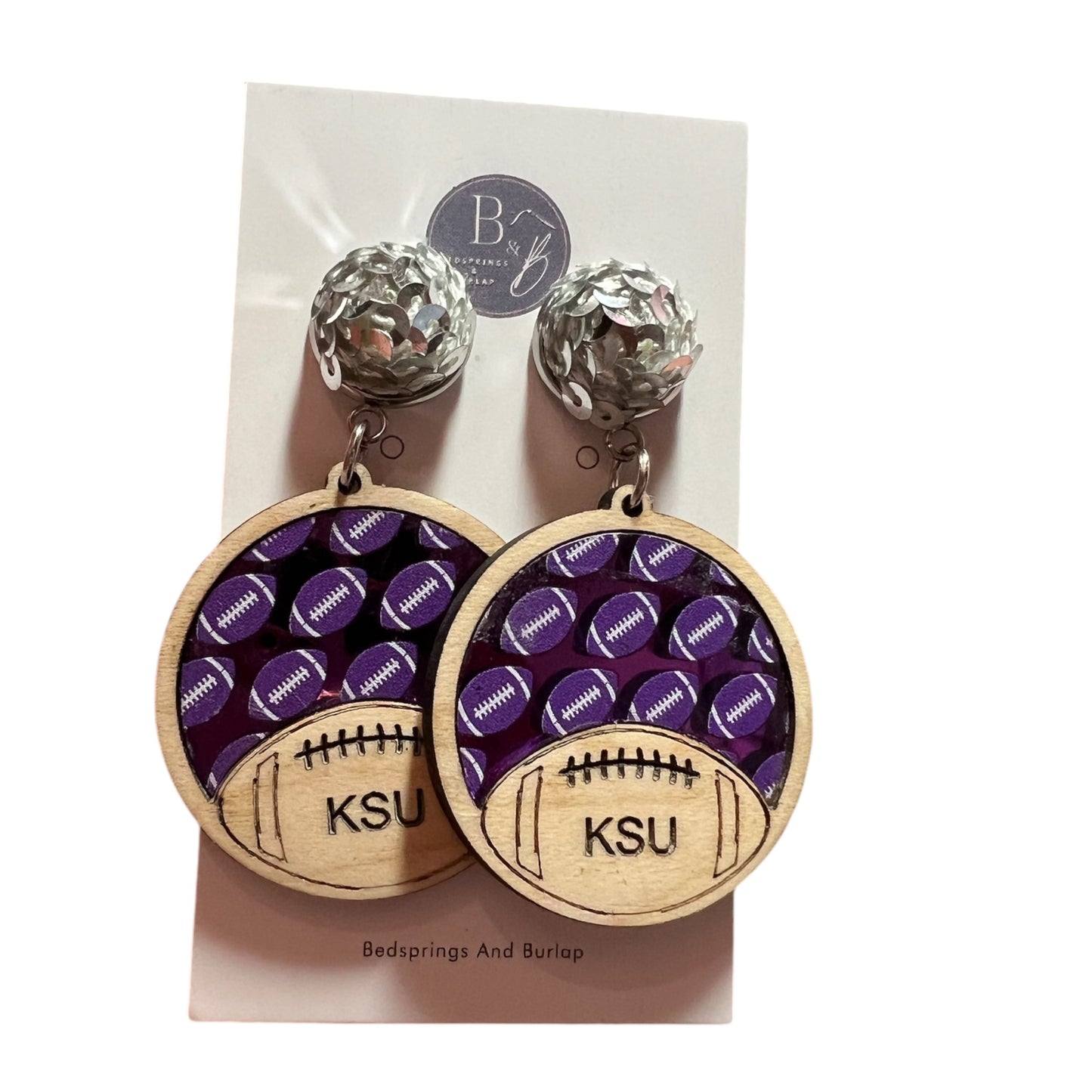 KSU Wood and Acrylic Earrings #2