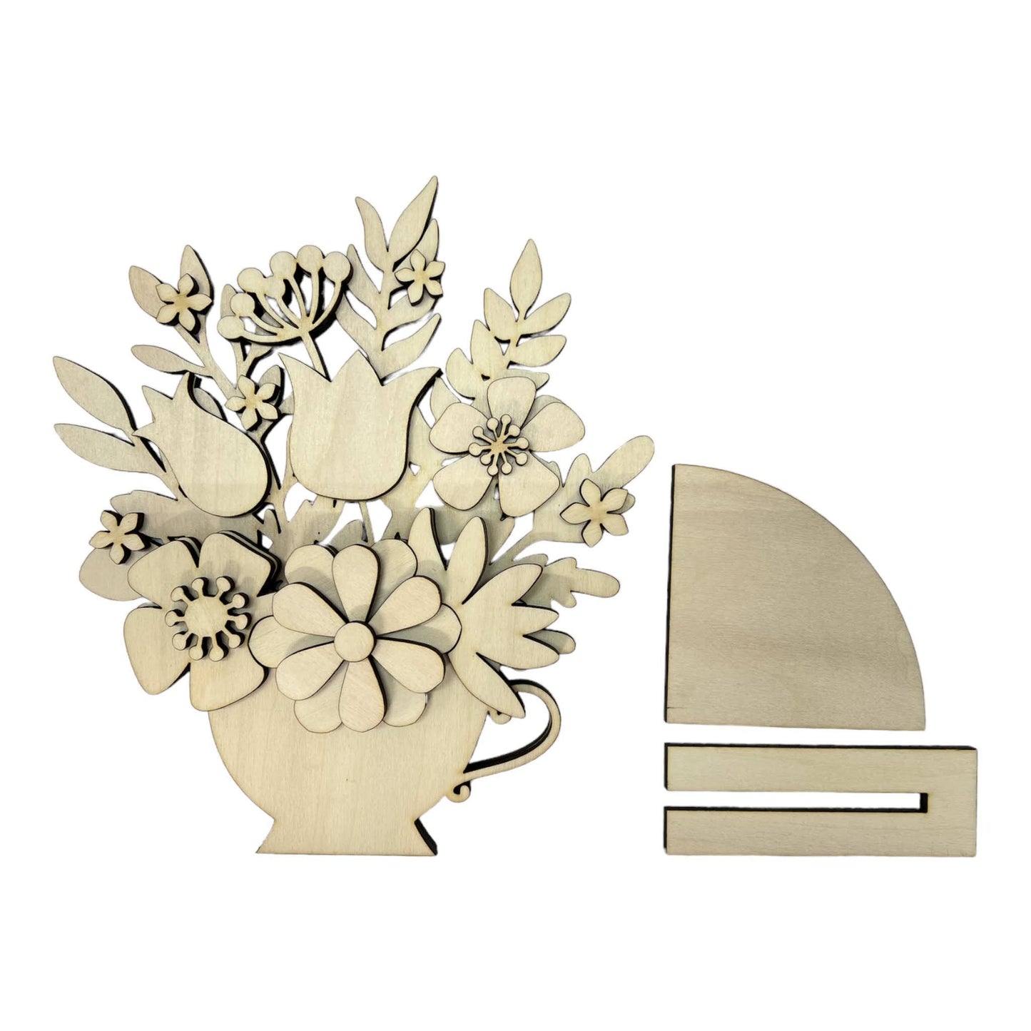 Wood Blank Mother's Day Flowers Teacup Vase