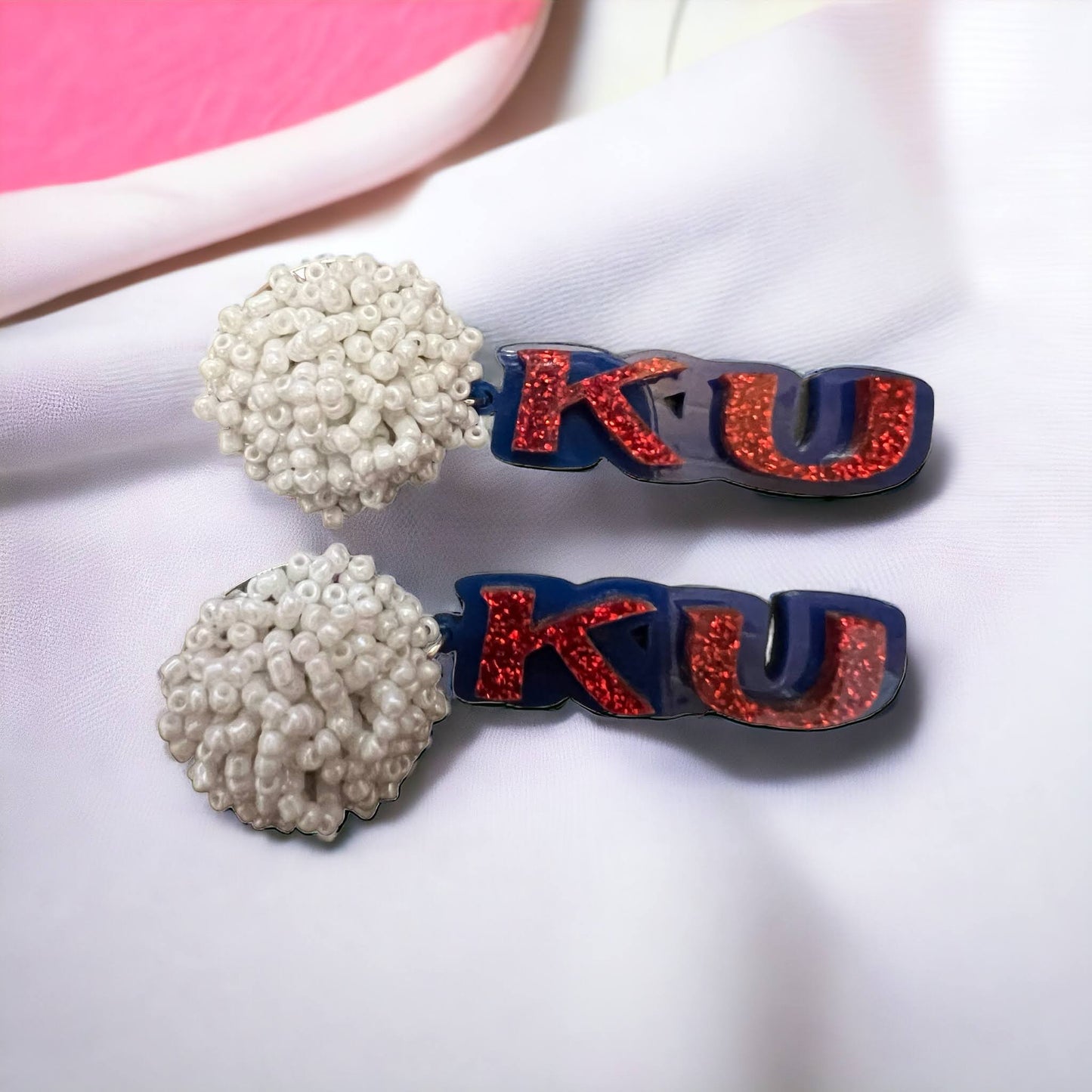 Beaded Pom Pom Team Earrings