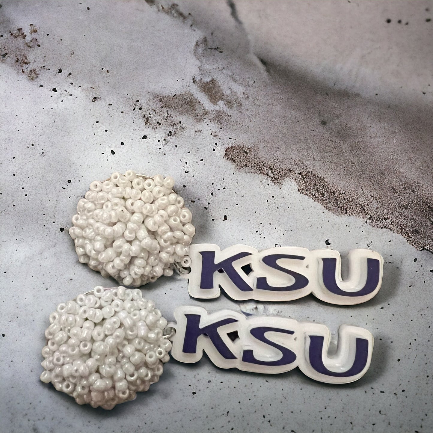 Beaded Pom Pom Team Earrings