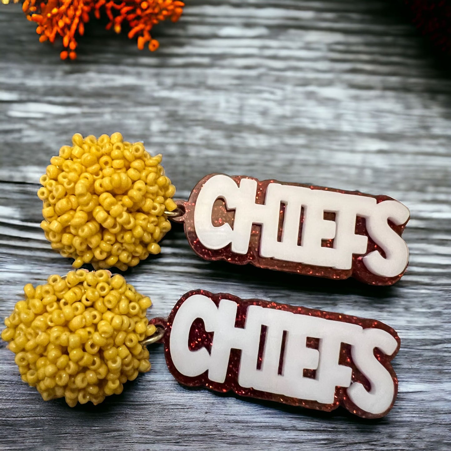 Beaded Pom Pom Team Earrings