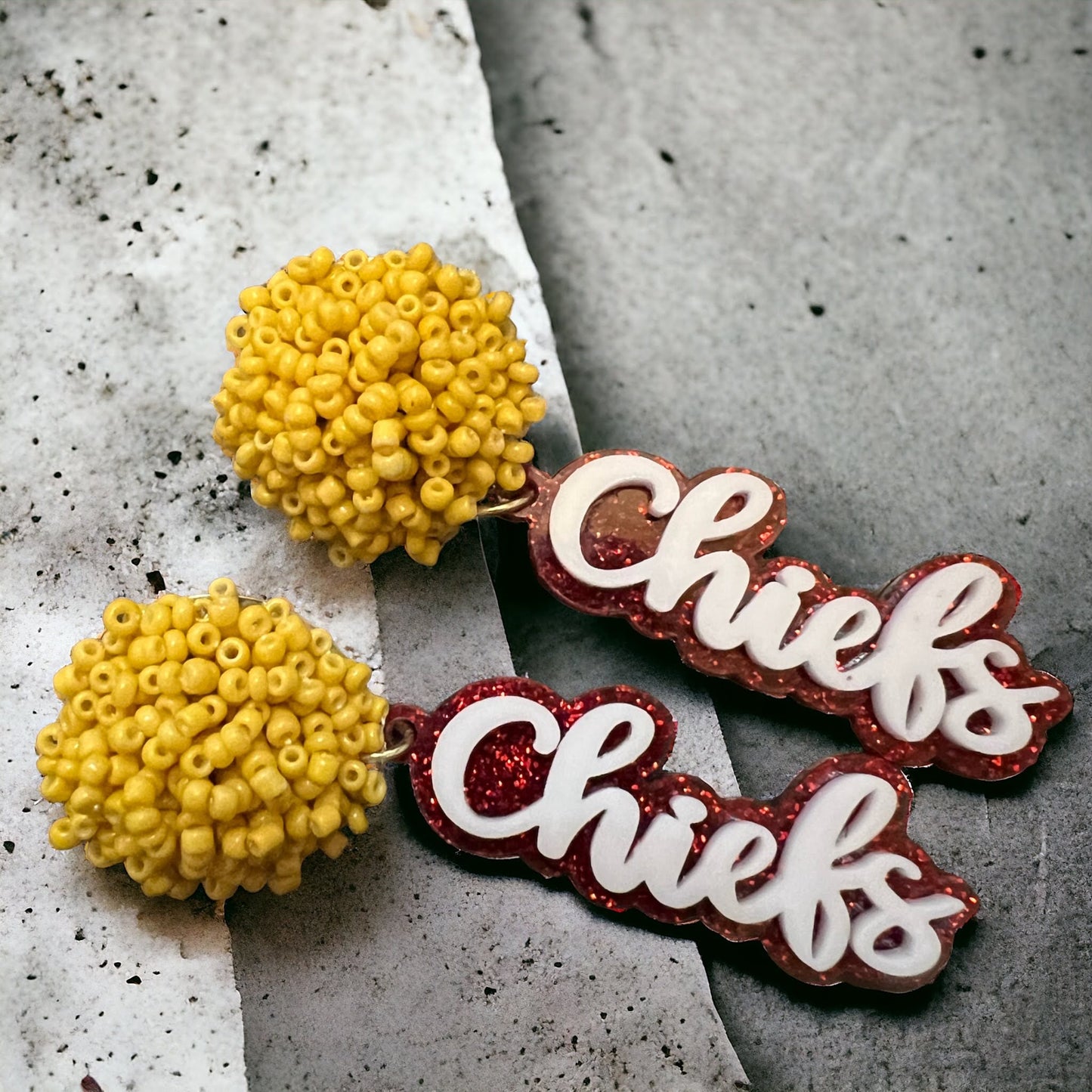 Beaded Pom Pom Team Earrings