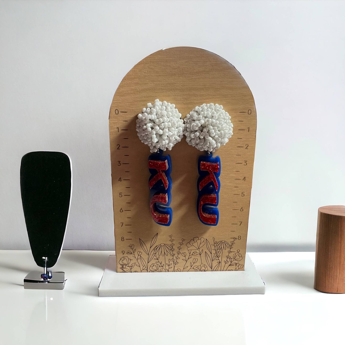 Beaded Pom Pom Team Earrings