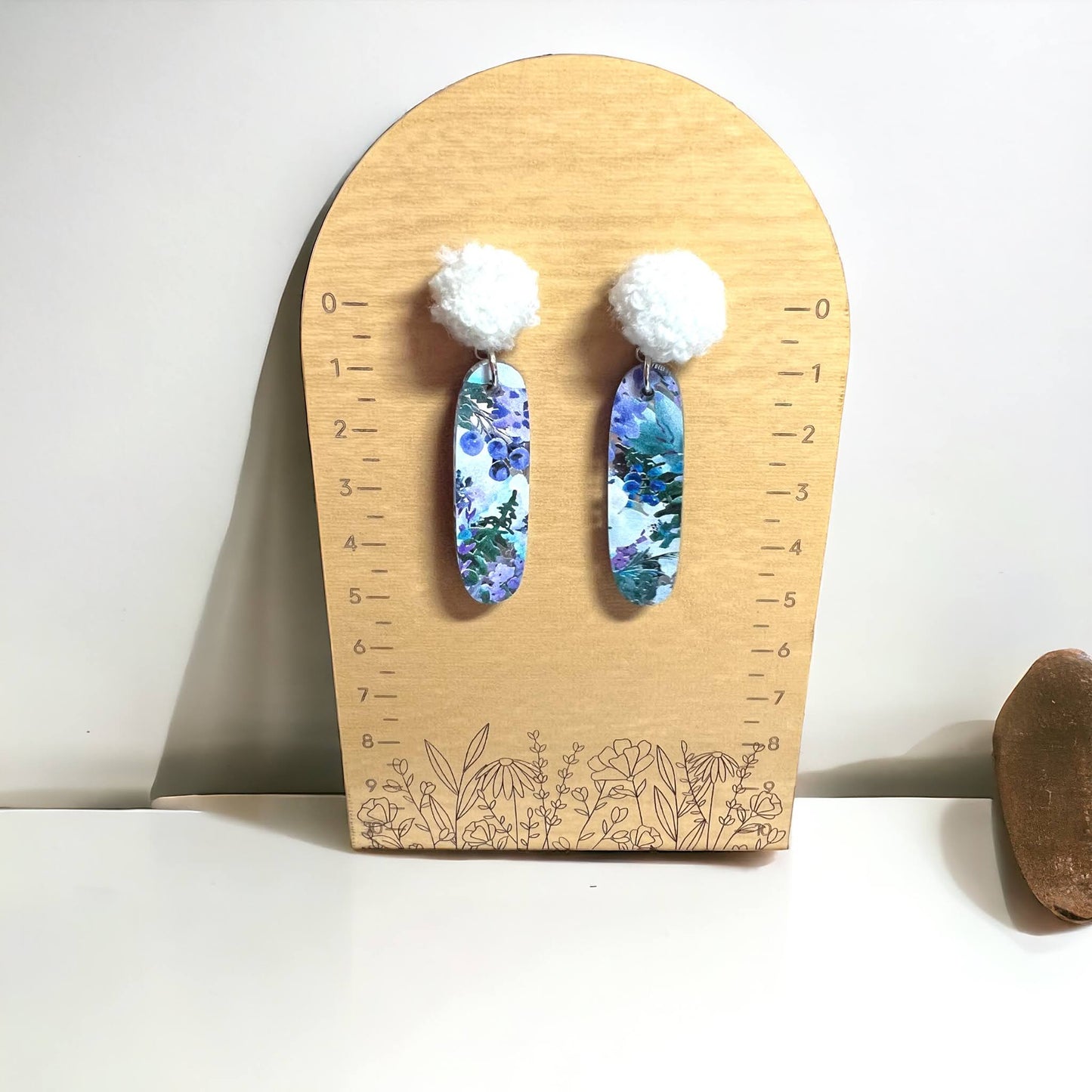 Purple Flowers/ Silver Mirrored Lavendar Pom Pom