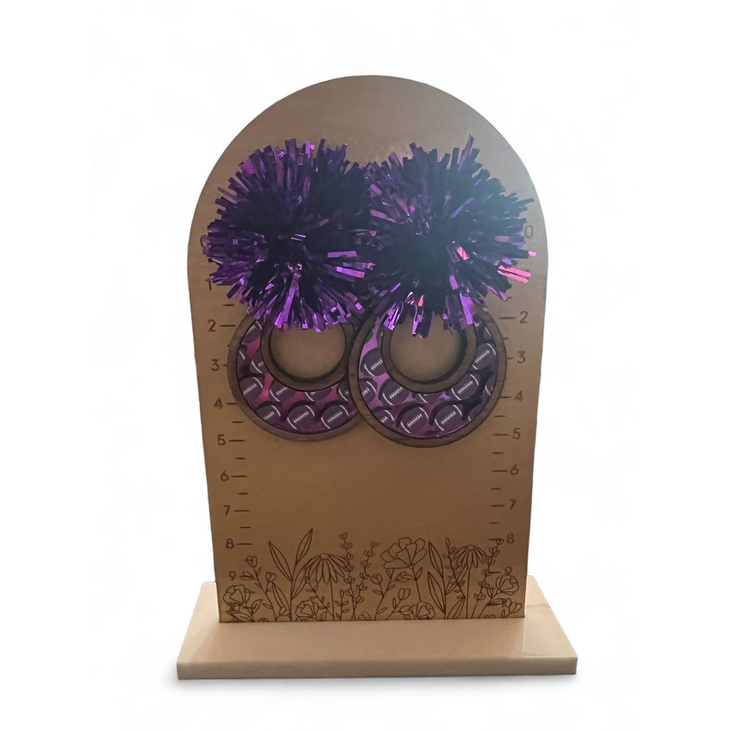 Purple And White Football Earrings