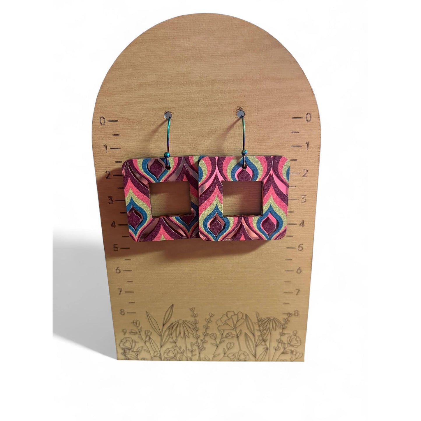 Retro style Square Acrylic Wired Earrings