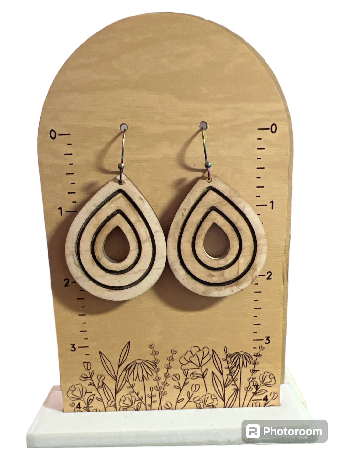 Light Wood Tear Drop Earrings
