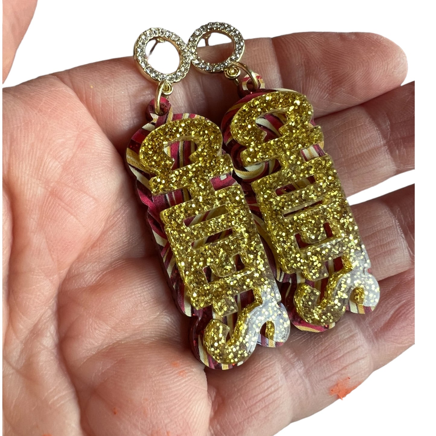 Acrylic Chiefs Glitter Dangles