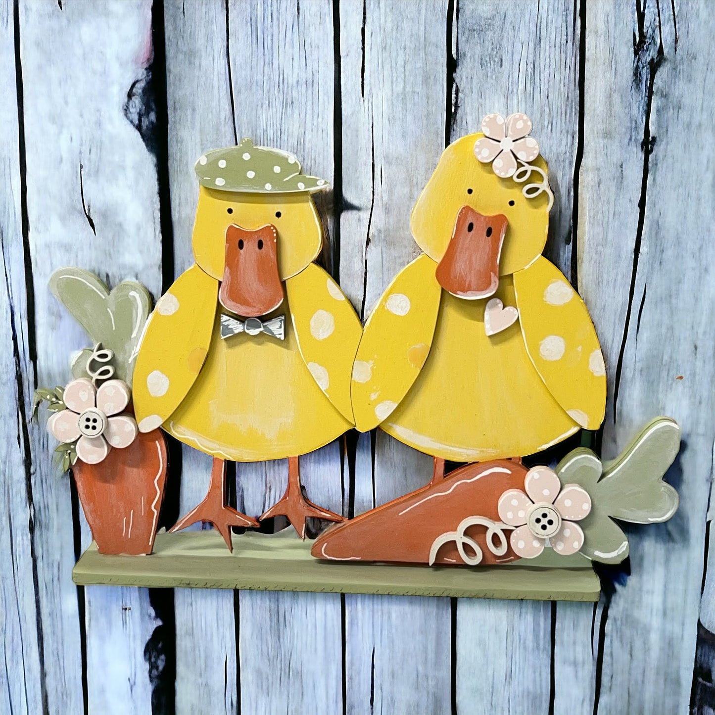 Wood Blank Standing SpringTime Ducks